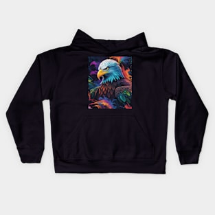 Multi Coloured Bald Eagle Hunting Kids Hoodie